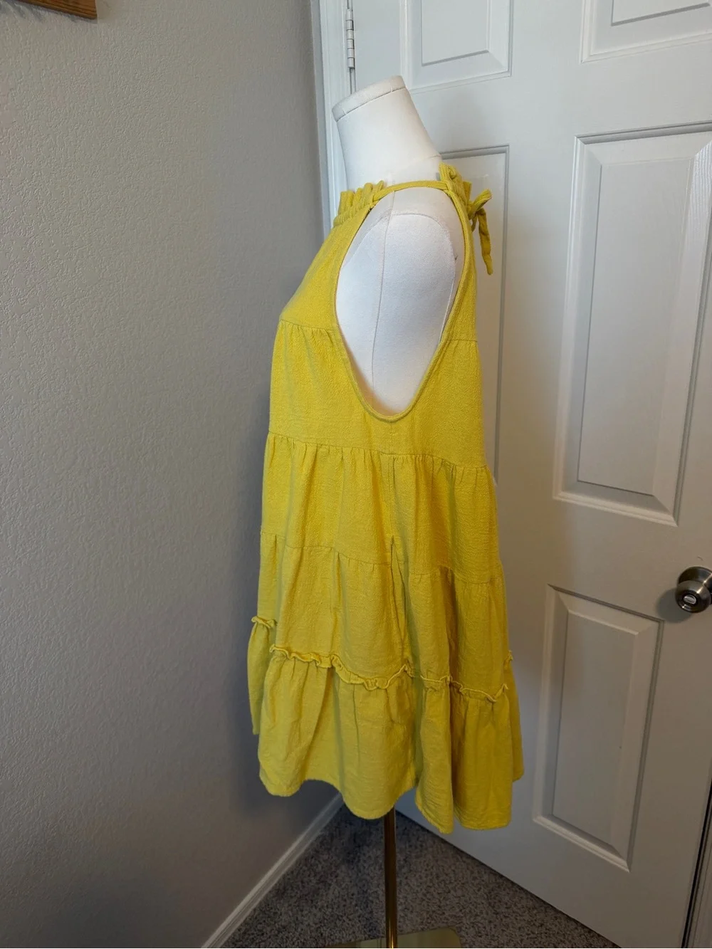 Free People Yellow Tiered Halter Mini Dress - Picture 4 of 5